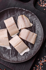 Herring fillet salted and marinated with salt, spices and oil