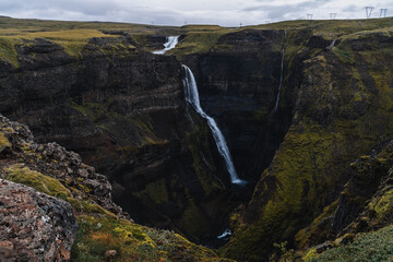 Haifoss waterfalls, in the Icelandic Highlands