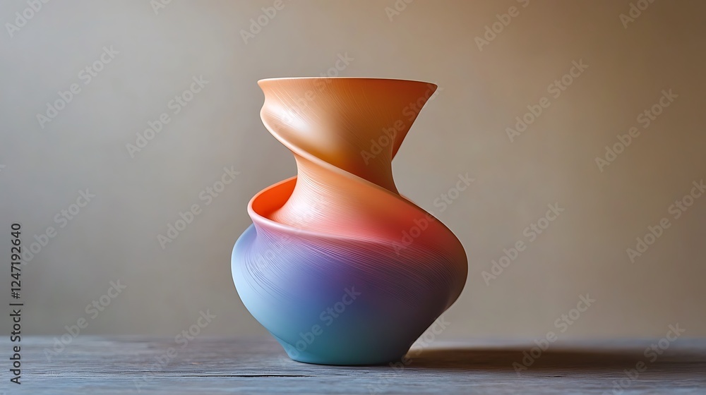 Poster a pot resembling a twisted helix with a bold gradient finish