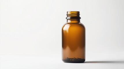 A single bottle of vitamins isolated on a white background, perfect for health product marketing.