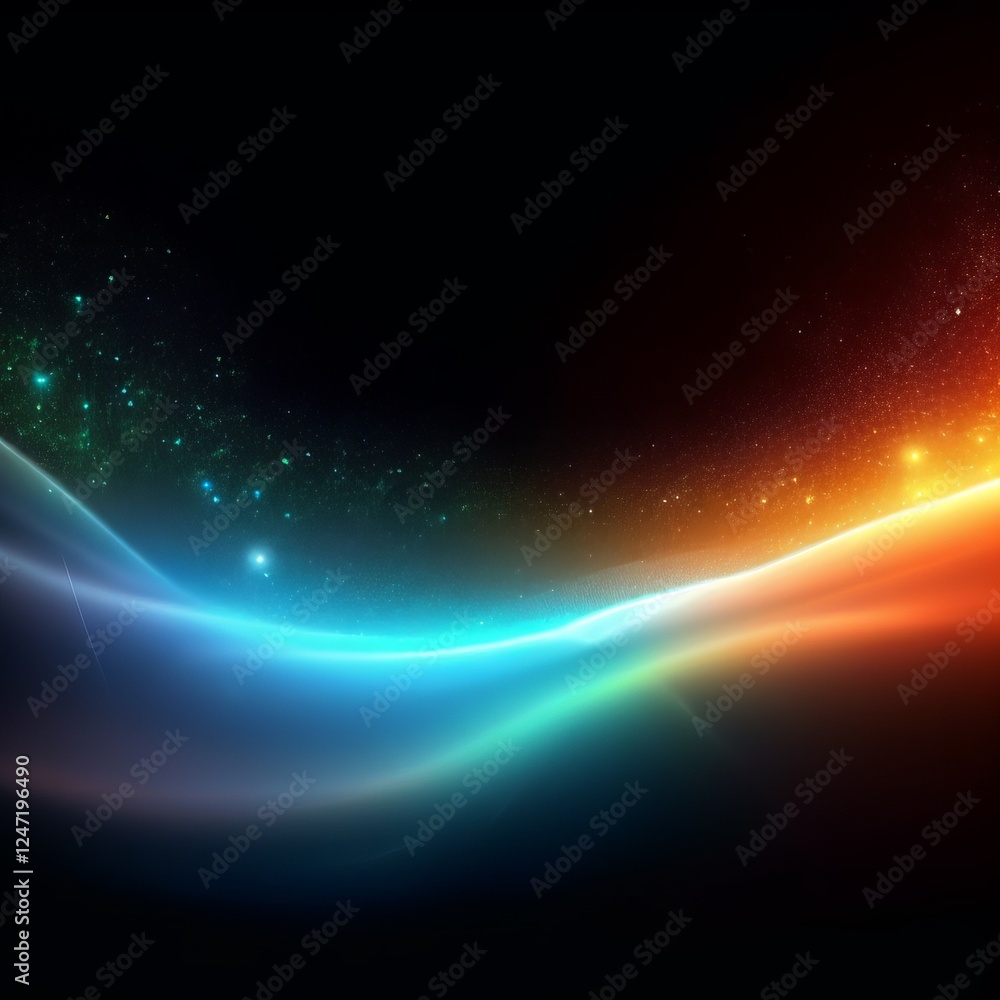 Poster vibrant abstract waves of light blend together in a captivating display of colors and sparkles
