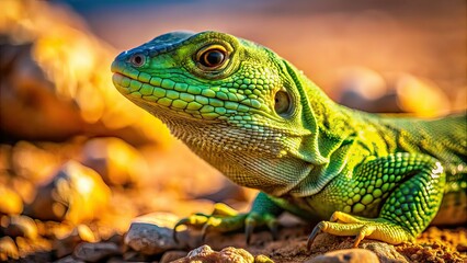 Fototapeta premium Sunny Dry Terrain Lizard Low Light Photo AI