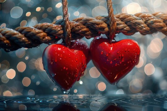 Experience the beauty of Romantic Hearts in a captivating Rainy Atmosphere, where love blossoms