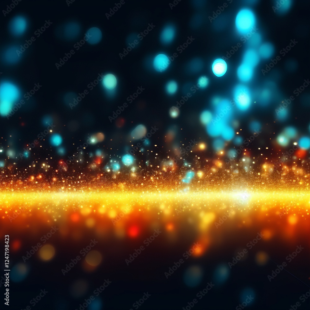 Poster vibrant abstract background with glowing particles creating a dynamic visual experience at night