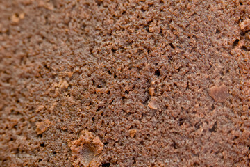 closeup of thick slice of chocolate cake