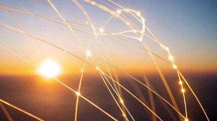 Sunrise glow over a horizon nature abstract photography scenic landscape aerial view energy flow concept