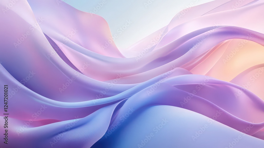 Poster abstract flowing fabric in soft pastel colors, creating smooth waves