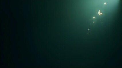 Dark Atmospheric Gradient Background with Glowing Butterflies and Soft Ethereal Lighting for Cinematic and Sci-Fi Aesthetic