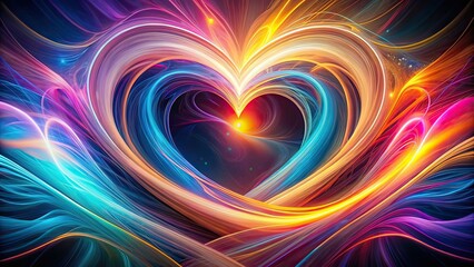 Obraz premium Surreal Heart Lines Background AI Art, Abstract Heart Shapes, Geometric Lines
