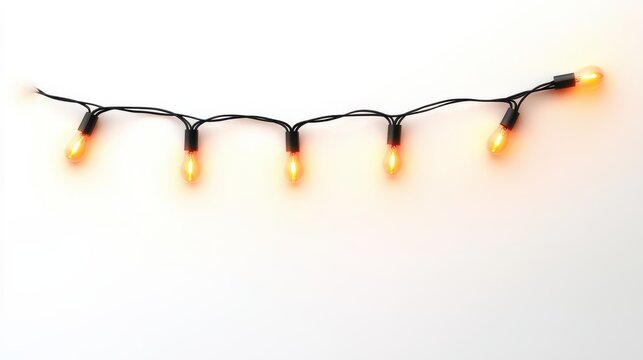 A single set of fairy lights isolated on a white background, ideal for party and event lighting.