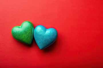 Obraz premium Surreal Hearts on Red Background - AI Photo