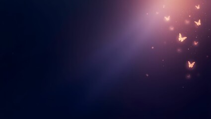 Deep Twilight Gradient Background with Golden Butterflies and Ethereal Glow for Fantasy and Cinematic Aesthetic