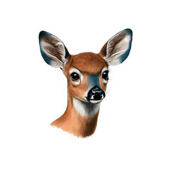 Fototapeta premium Majestic Young White-Tailed Deer Portrait Digital Painting