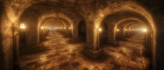 Obraz premium Underground tunnels leading from a giant quarry co_012