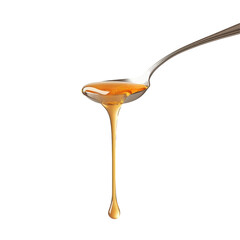 This image shows honey dripping from a spoon, creating a visually appealing representation of the sweet and sticky substance.