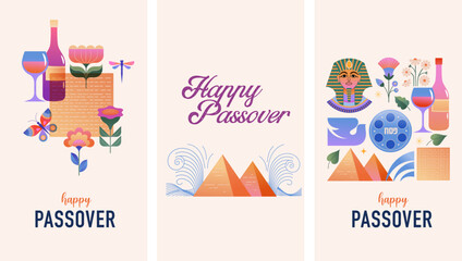 Happy Passover background, banner and poster design. Geometrical modern minimalist concept illustration