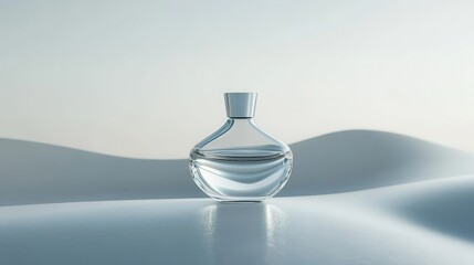 Obraz premium A single bottle of perfume isolated on a white surface, ideal for fragrance product marketing.