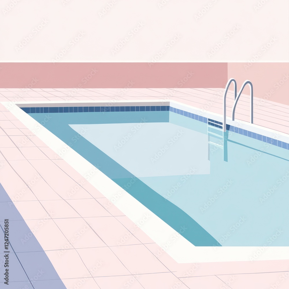 Poster rectangular pool reflects sky with soft hues. perfect for recreation design idea