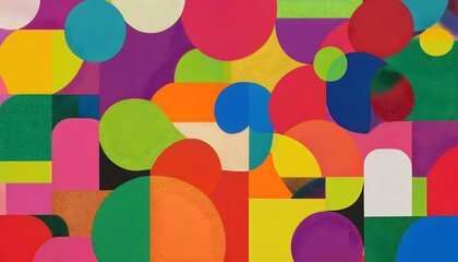 Fondo de mosaico con formas geom&eacute;tricas en colores vivos, pop, y texturizadas