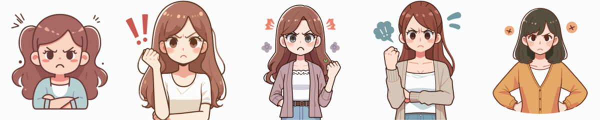 angry woman vector collection