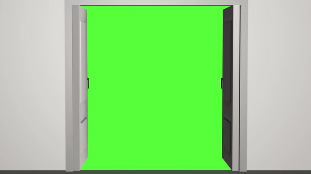 Double Door Opening Animation with Green Screen Background