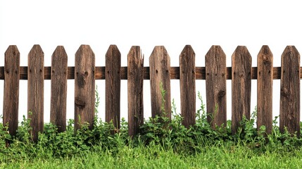 Obraz premium Isolated image of a garden fence isolated on a white surface, perfect for landscaping products.