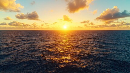 Obraz premium Ocean sunset, golden hour, calm sea, tranquil scene, travel