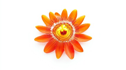 An elegant orange lotus flower capturing attention with its vibrant petals and intricate details, beautifully displayed on a white isolated background.