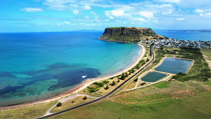 aerial view of the coast of the sea, Tasmania Australia