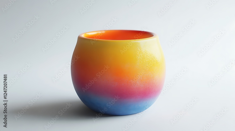 Poster a pot with a gradient finish transitioning from dark to bright colors