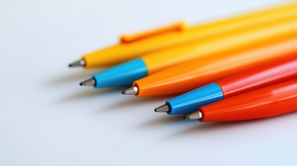 Isolated image of a set of pens on a white surface, ideal for promoting office supplies.
