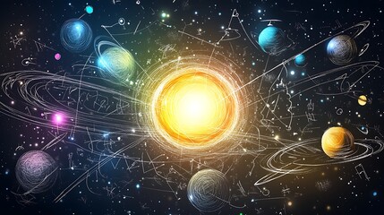 Obraz premium Chalk Drawn Planetary Art