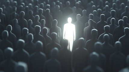 Obraz premium 3D render of one glowing person