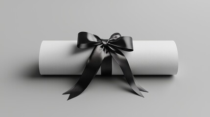 Elegant Diploma Design with Clean Typography and Black Ribbon in Minimalist Style