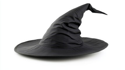 Halloween Witch wizard's hat in black isolated on white background with clipping path for Autumn seasonal holiday costume


