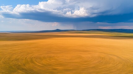 Fototapeta premium Aerial View of Engineers Overseeing Construction on Expansive Golden Field Landscape