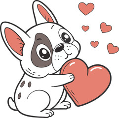 Valentine's French Bulldog with Heart