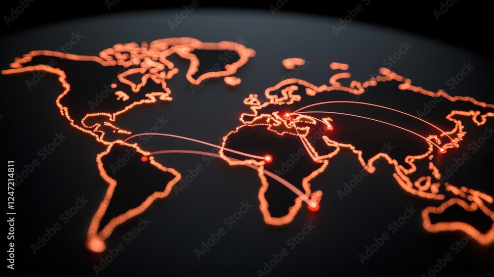 Poster global connectivity map digital world infographic modern environment aerial view data visualization 