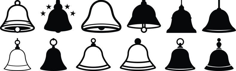 Bell silhouette set vector design big pack of christmas illustration and icon