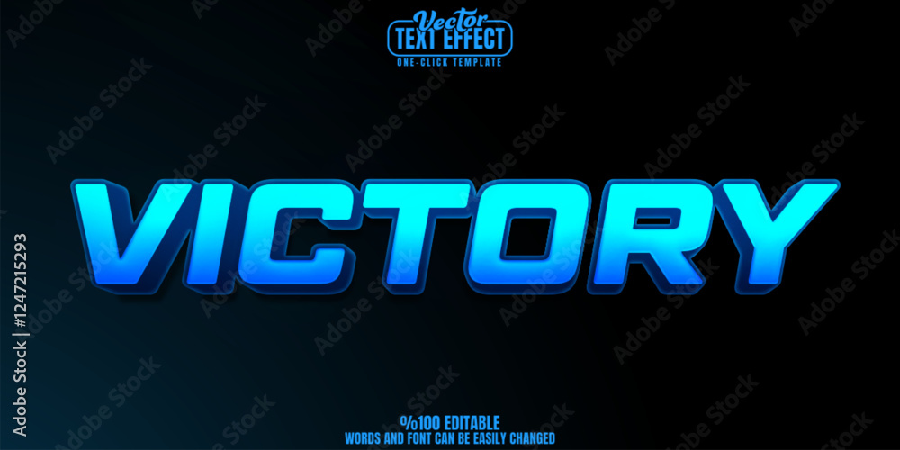 Poster victory editable text effect, customizable game and win 3d font style