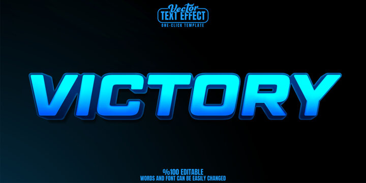 Victory editable text effect, customizable game and win 3d font style