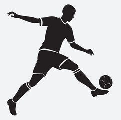 football player silhouette vector, a soccer player kicking the ball2 silhouette vector art illustration