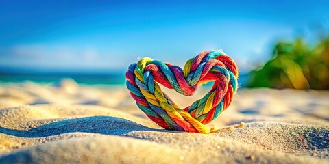 Tilt-Shift Heart of Rope on Sand - AI Photography
