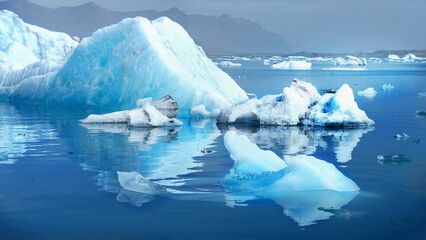 large blue iceberg in antarctica