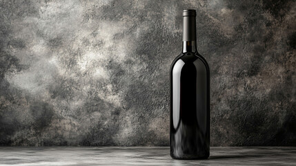 A luxurious dark liquid glass wine bottle with a smooth rounded design, exuding elegance and modern sophistication. The bright tone and blurred background create a sense of refined minimalism.

