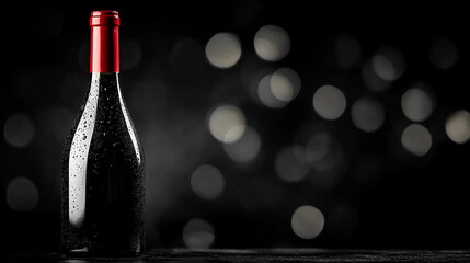 A luxurious dark liquid glass wine bottle with a smooth rounded design, exuding elegance and modern sophistication. The bright tone and blurred background create a sense of refined minimalism.

