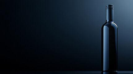 A luxurious dark liquid glass wine bottle with a smooth rounded design, exuding elegance and modern sophistication. The bright tone and blurred background create a sense of refined minimalism.

