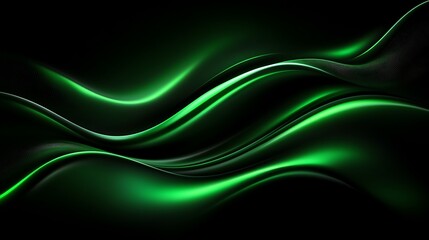 Fototapeta premium Green glowing waves, abstract background