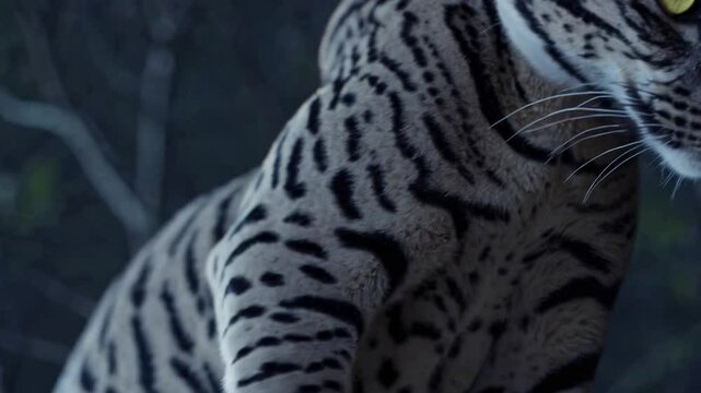 capturing the intense and mesmerizing gaze of a wild cat in the darkness of the night. 