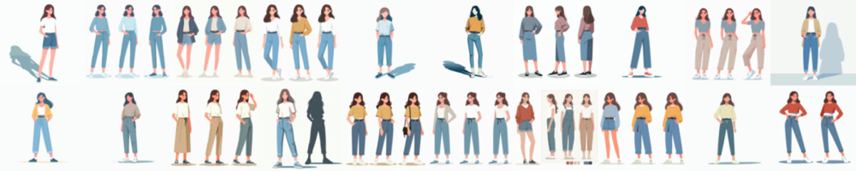 Obraz premium standing young woman vector collection